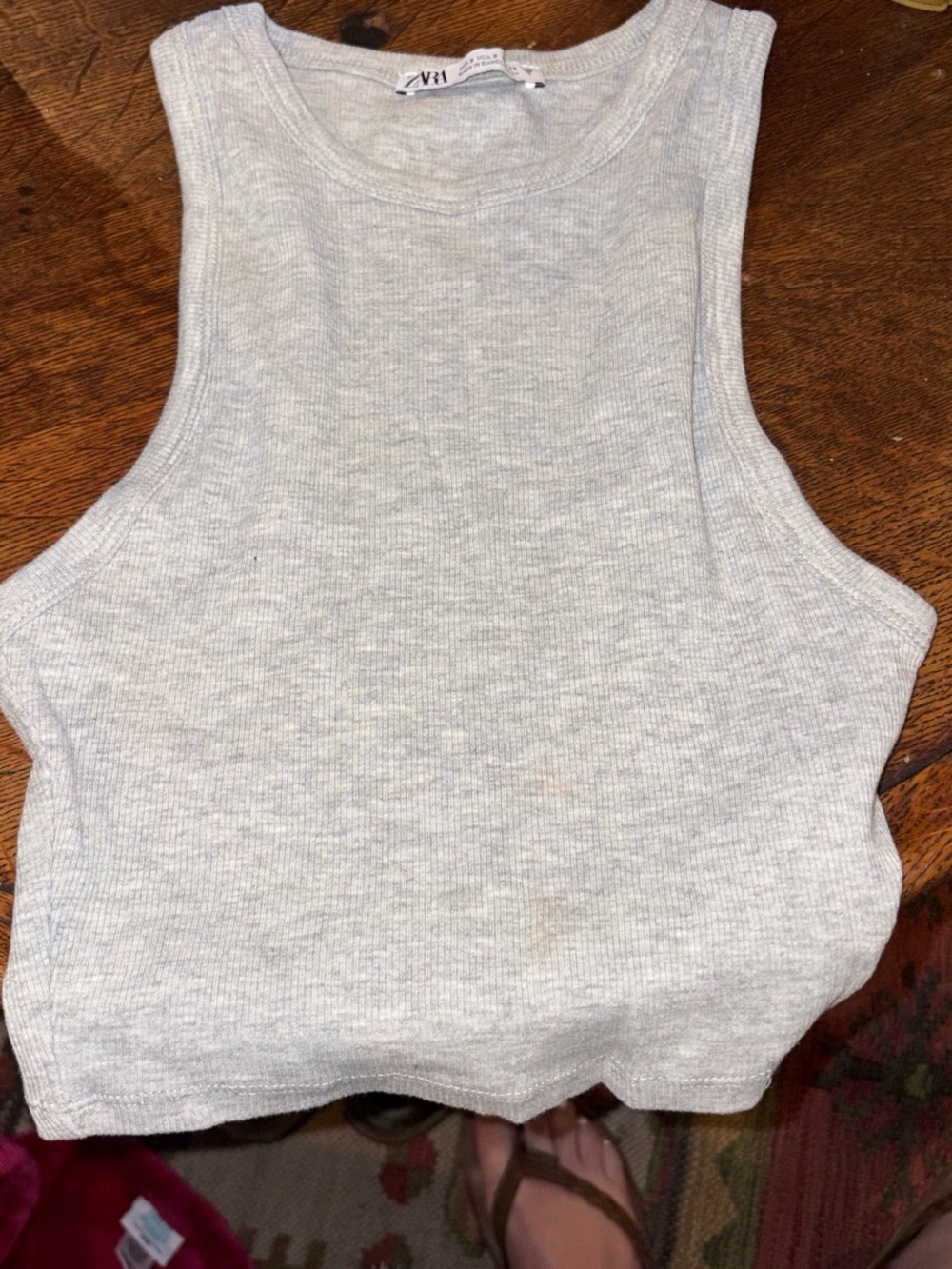 Zara Light Gray Ribbed Tank Crop